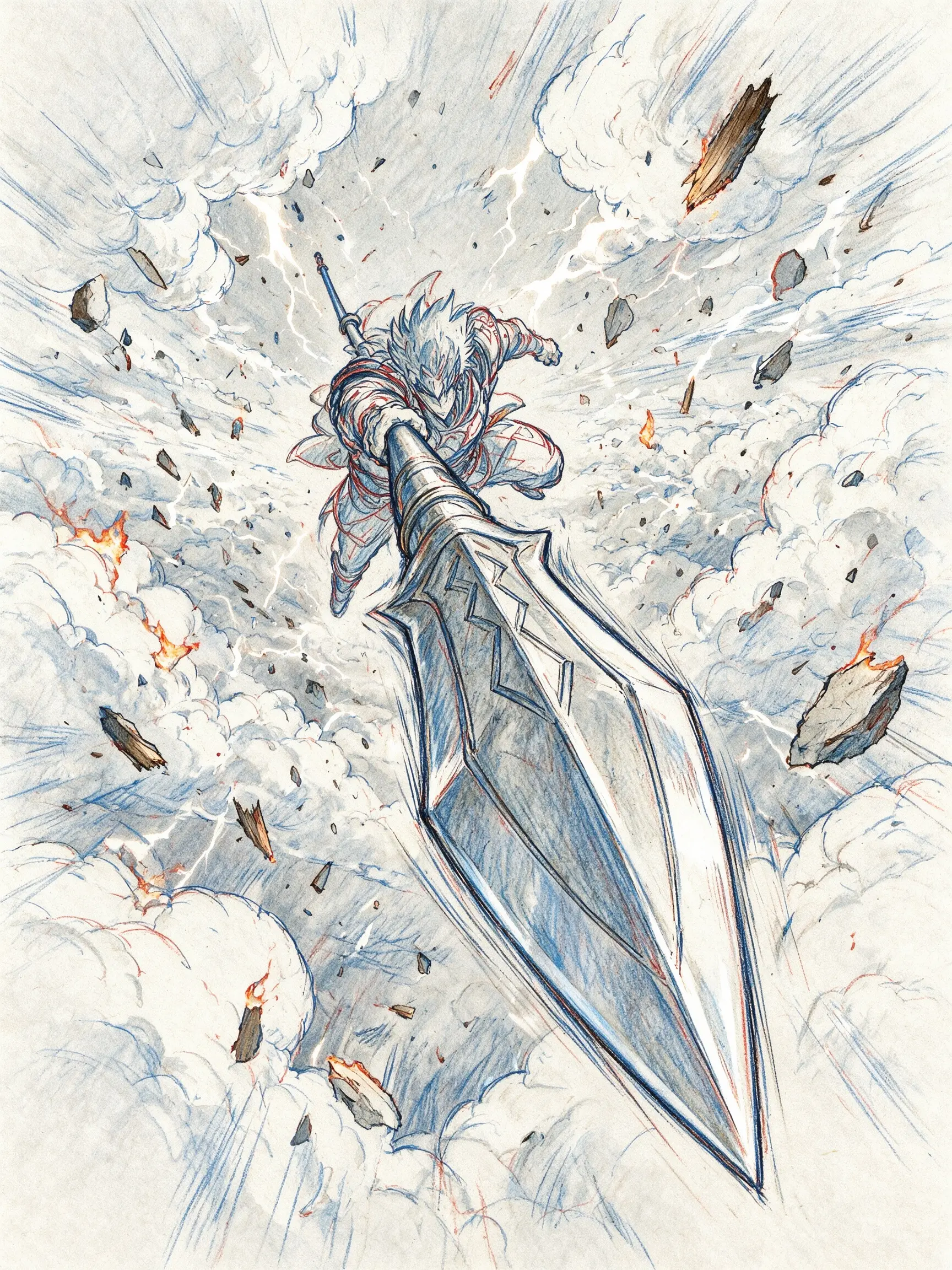 Official Seedream 5.0 Pro anime key-art concept with an extreme foreshortened warrior pose