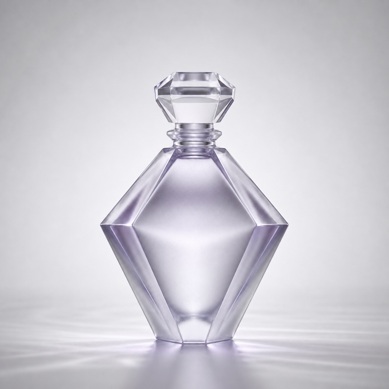 Faceted glass perfume bottle used as a shape reference